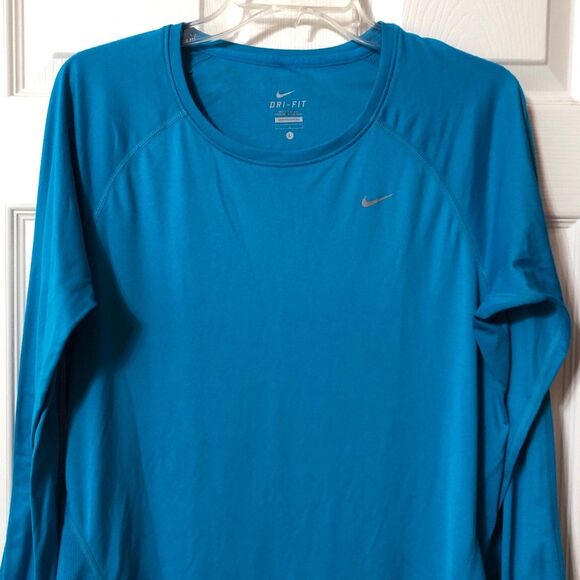Nike Dri Fit Athletic Long Sleeve Shirt Size Large Reflective Sleeves - Picture 2 of 10